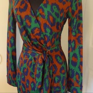 Diane Von Furstenburg Leopard Silk Wrap Dress